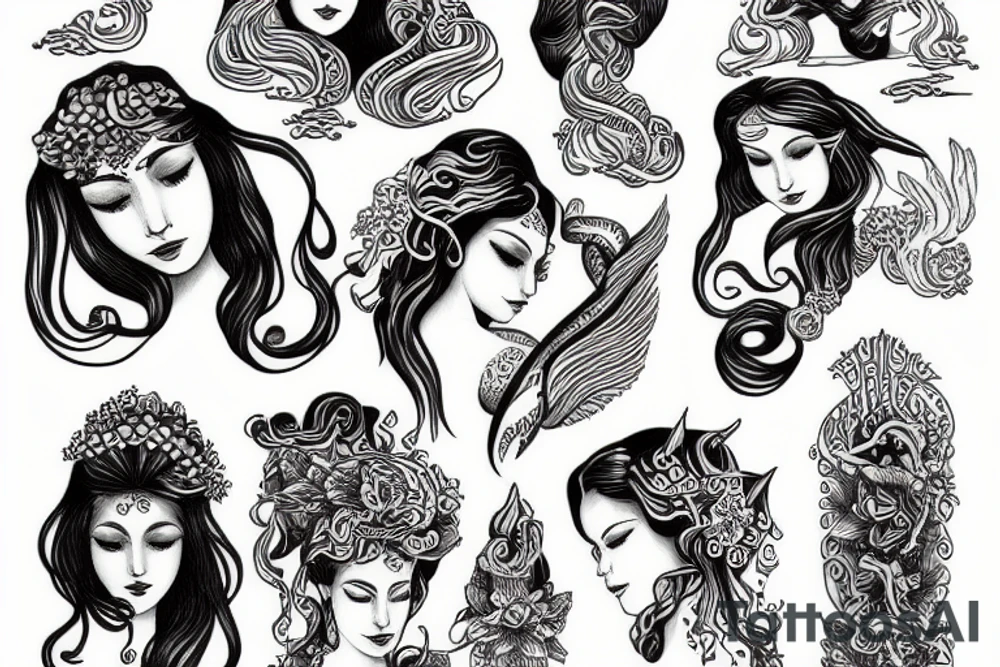Water of sea goddess tattoo idea