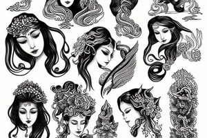 Water of sea goddess tattoo idea