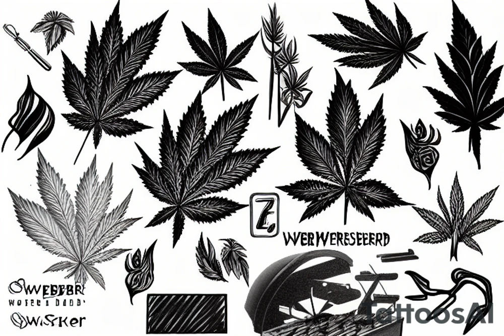 weber charcoal grill, weed leaf tattoo idea