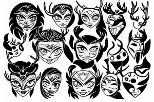 Frozen Heart with Oni Mask tattoo idea