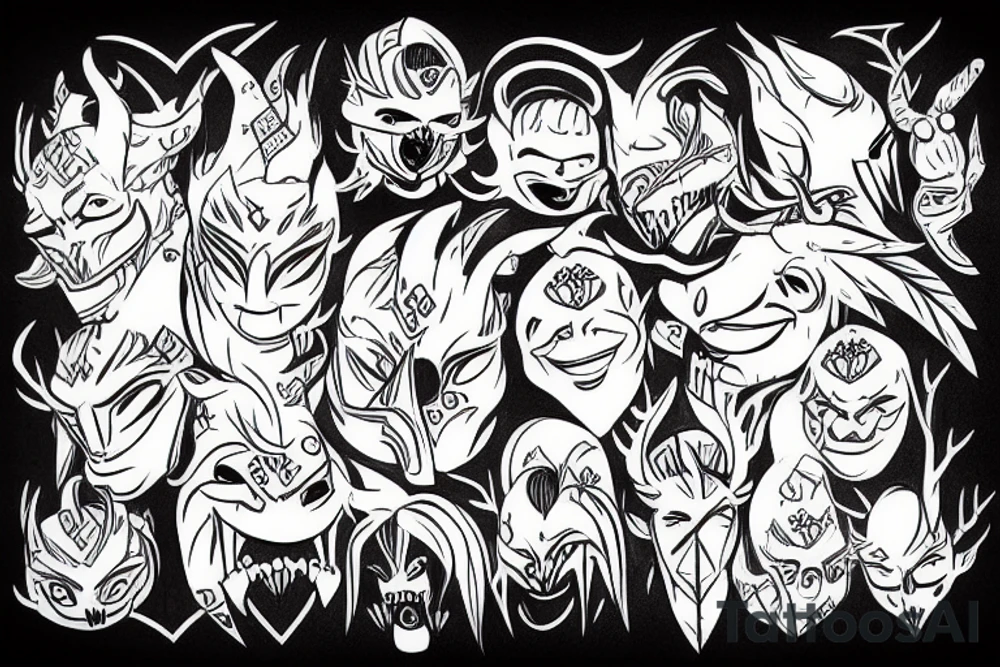 Frozen Heart wearing Oni Mask tattoo idea