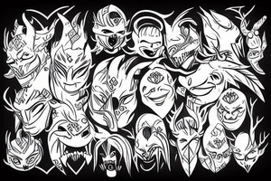 Frozen Heart wearing Oni Mask tattoo idea