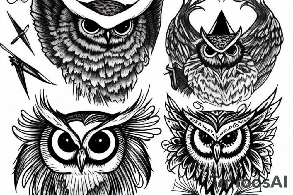 Owl hunt death tattoo idea