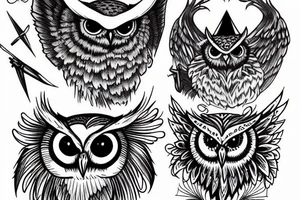 Owl hunt death tattoo idea