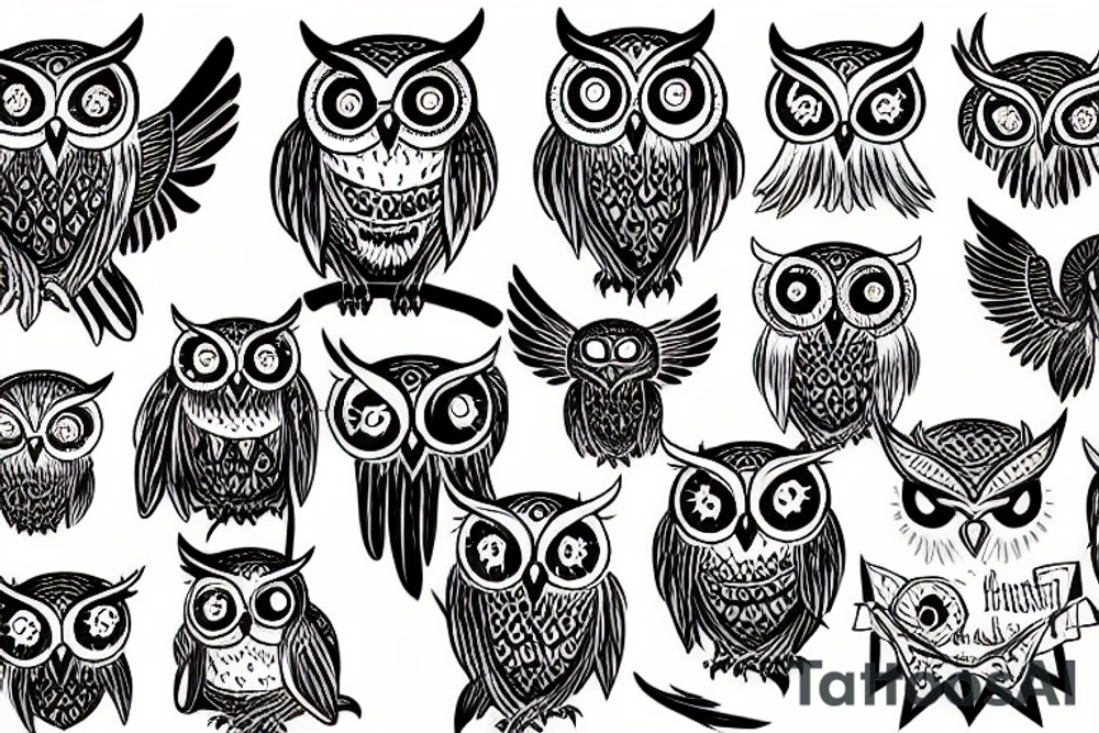 Owl hunt death tattoo idea