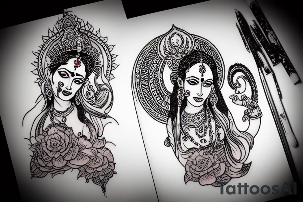 kali maa hindu godess drinking blood tattoo idea