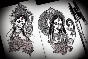 kali maa hindu godess drinking blood tattoo idea