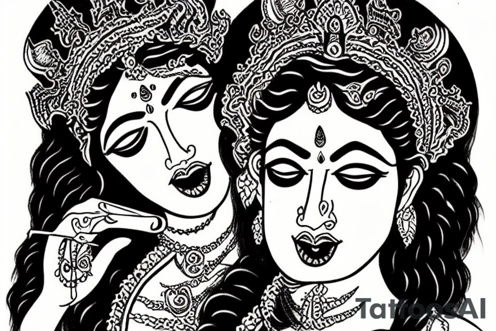 kali maa hindu godess drinking blood tattoo idea