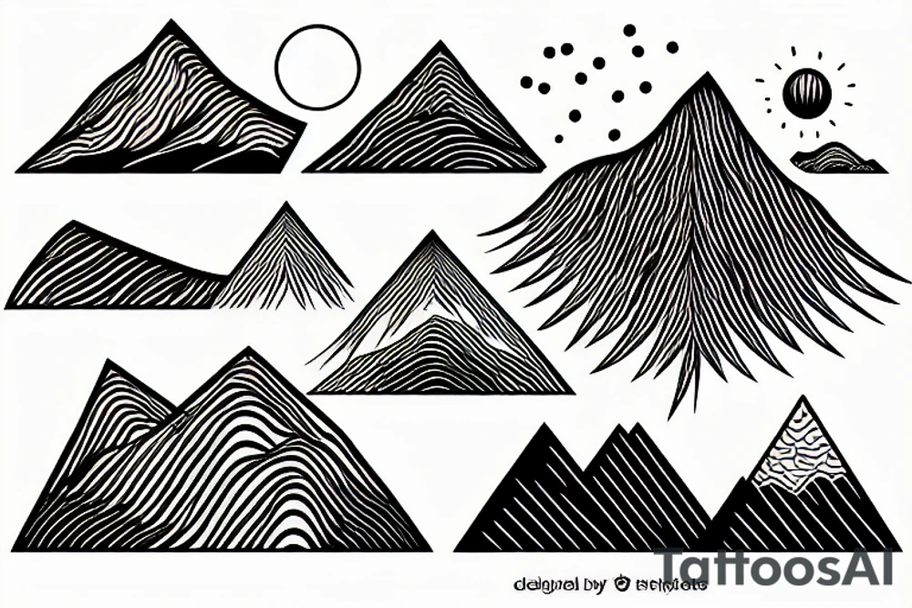 Topographic beach turning into mountains tattoo idea