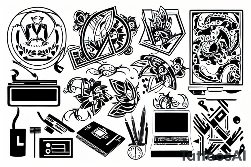 Coder sitting with a laptop tattoo idea