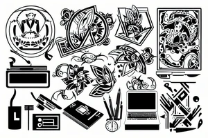 Coder sitting with a laptop tattoo idea