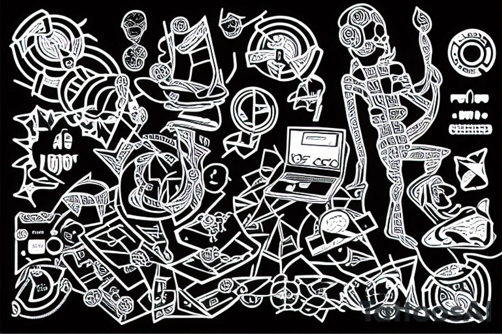 Coder sitting with a laptop tattoo idea