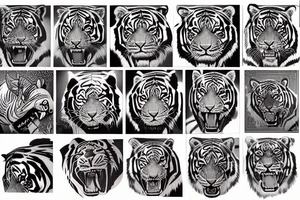 Neotraditional tiger ram back piece full man tattoo idea
