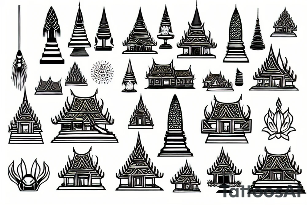Thai Temple with sunset tattoo idea