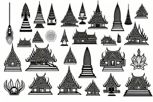 Thai Temple with sunset tattoo idea
