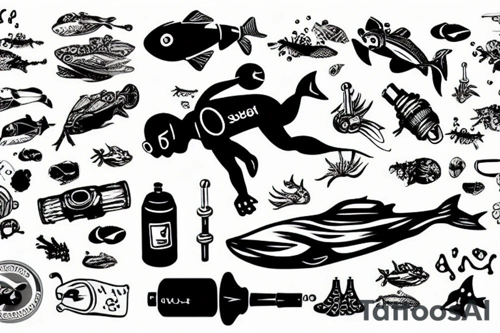 Scuba diver with 2 tanks tattoo idea