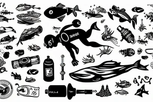 Scuba diver with 2 tanks tattoo idea