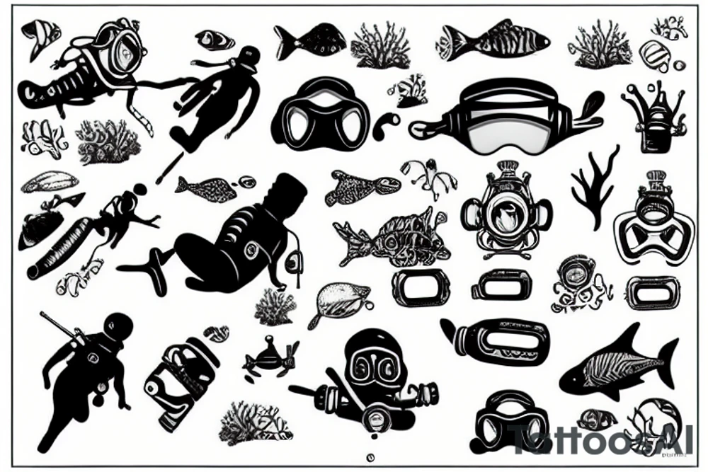 Scuba diver with 2 tanks tattoo idea