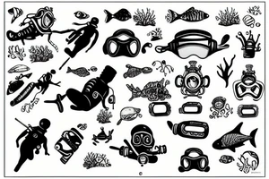 Scuba diver with 2 tanks tattoo idea