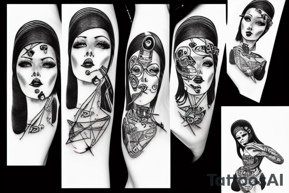 Robotic woman tattoo idea