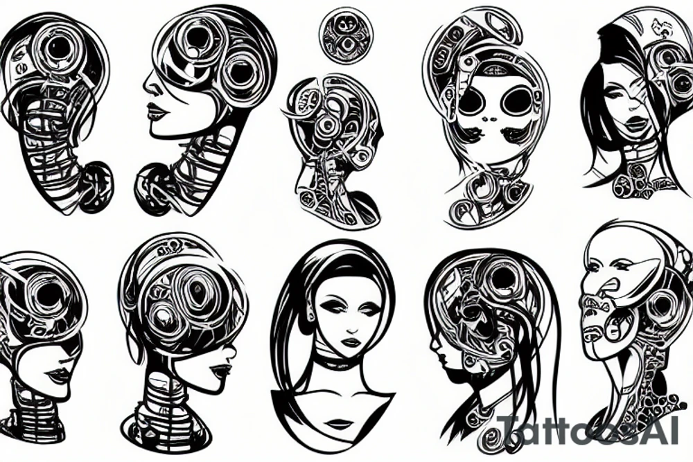 Robotic woman tattoo idea