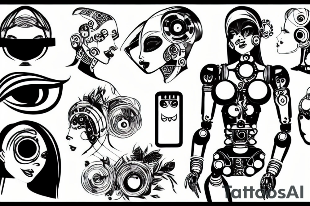 Robotic woman tattoo idea