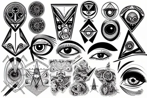 Eye Masonic electrical mechanical tattoo idea