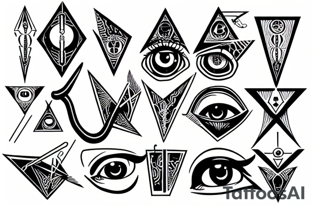 Eye Masonic electrical mechanical tattoo idea