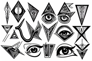 Eye Masonic electrical mechanical tattoo idea