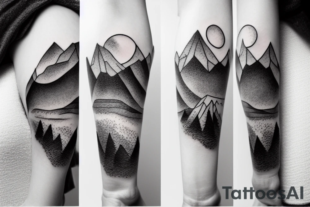 Mountains with a polar bear in the foreground tattoo idea
