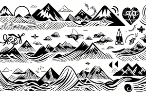 Sea & mountains mix tattoo idea