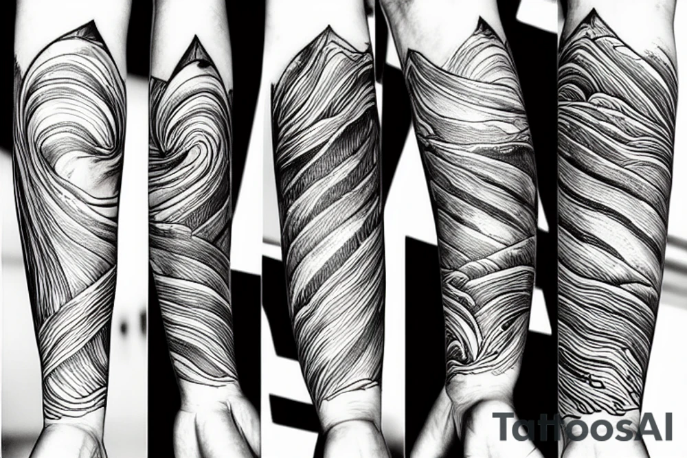 Sea & mountains mix tattoo idea