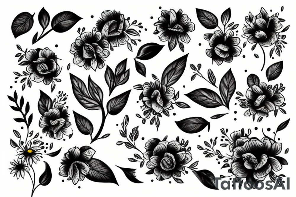 woman with flowers tattoo idea