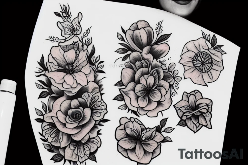 woman with flowers tattoo idea