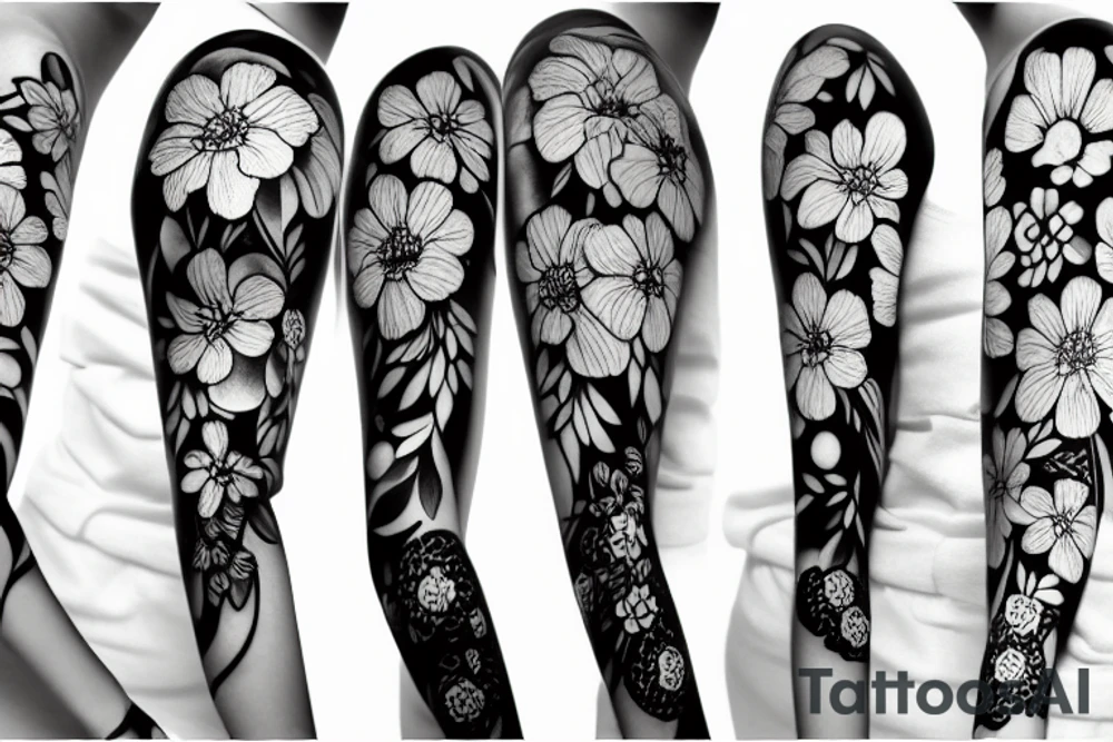 woman with flowers tattoo idea