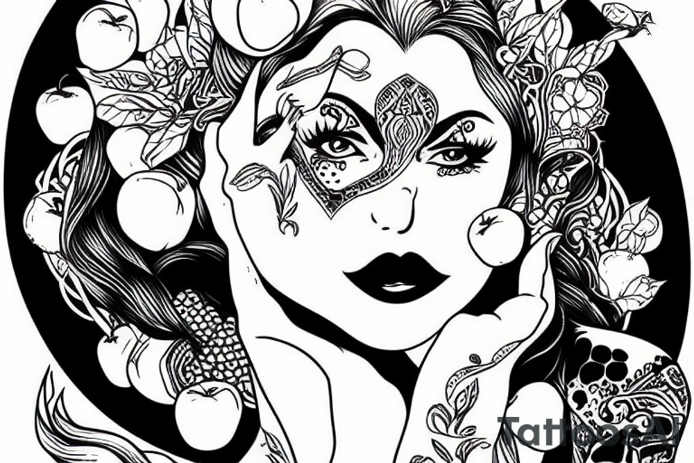 Lilith eating an apple tattoo idea