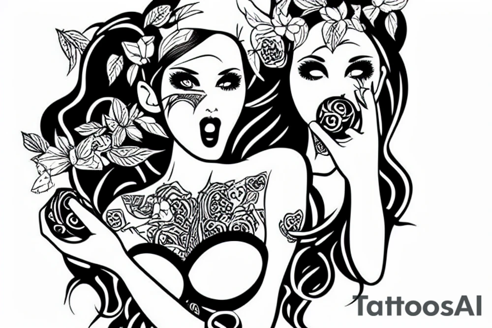 Lilith eating an apple tattoo idea