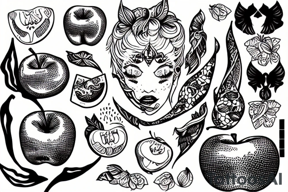 Lilith eating an apple tattoo idea