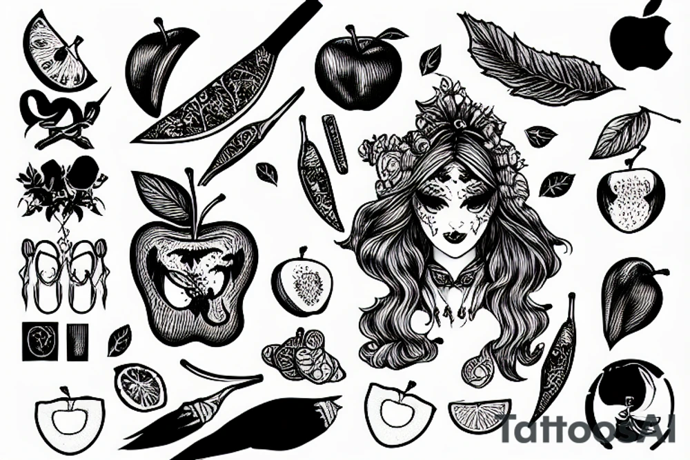 Lilith eating an apple tattoo idea