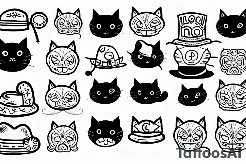 Black cat with a funny hat and a sweater tattoo idea