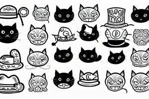 Black cat with a funny hat and a sweater tattoo idea