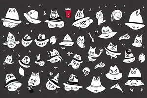 Black cat with a funny hat and a sweater tattoo idea