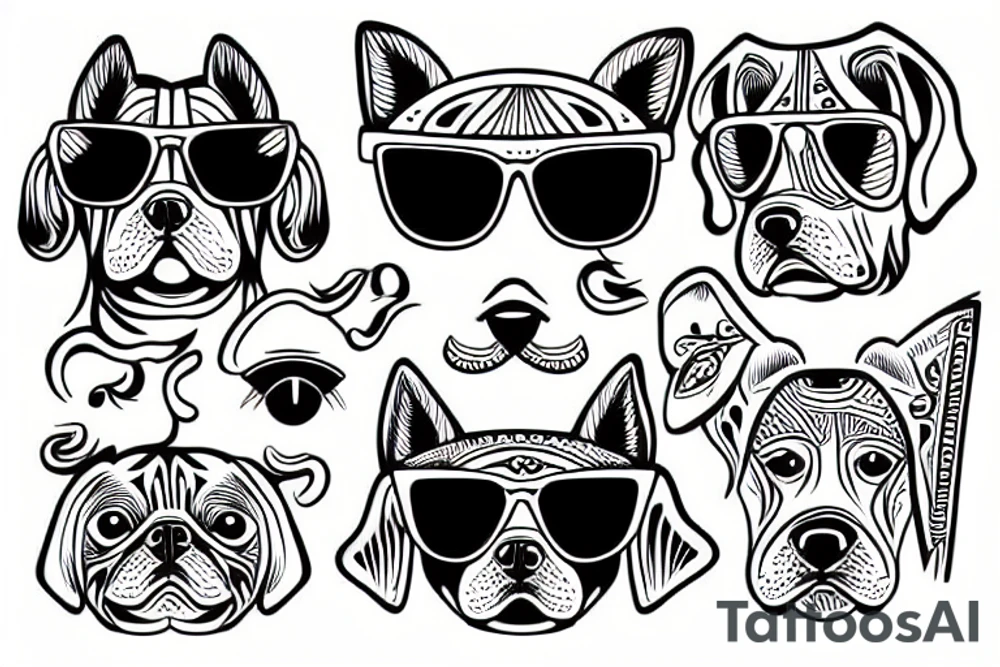Dog with sunglasses tattoo idea