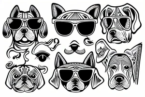 Dog with sunglasses tattoo idea