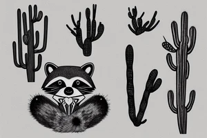 raccoon in the desert with an ocotillo cactus tattoo idea