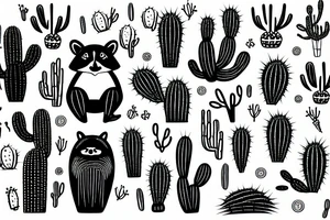 raccoon in the desert with an ocotillo cactus tattoo idea