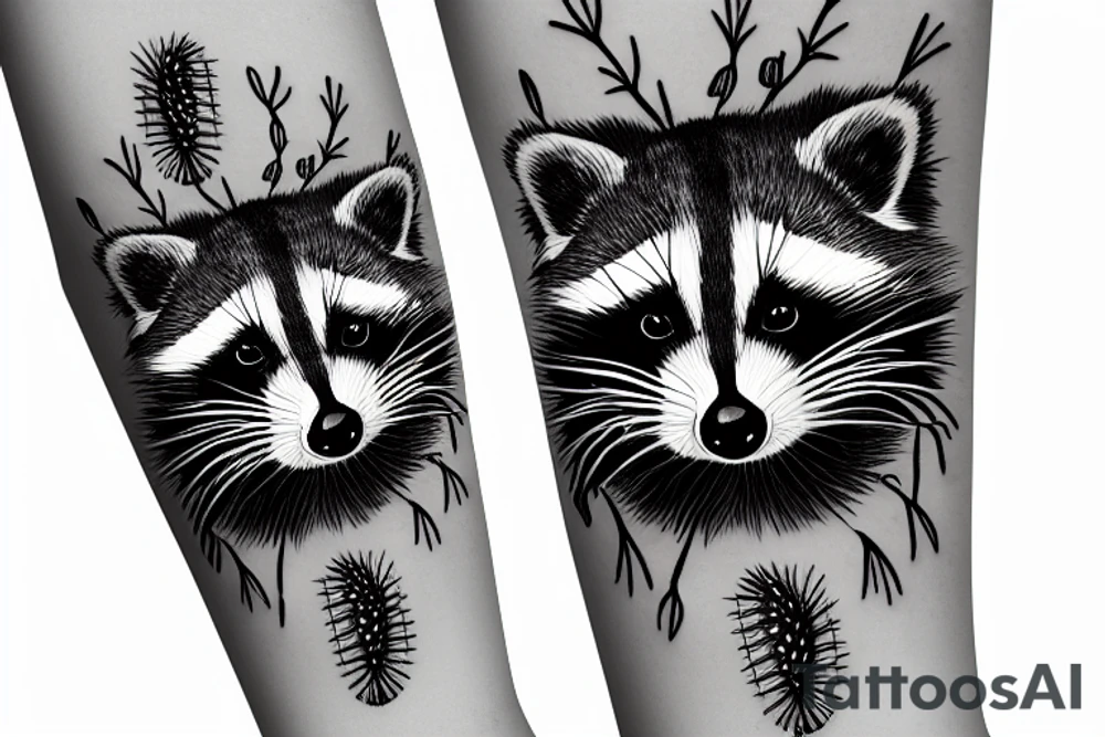raccoon in the desert with an ocotillo cactus tattoo idea