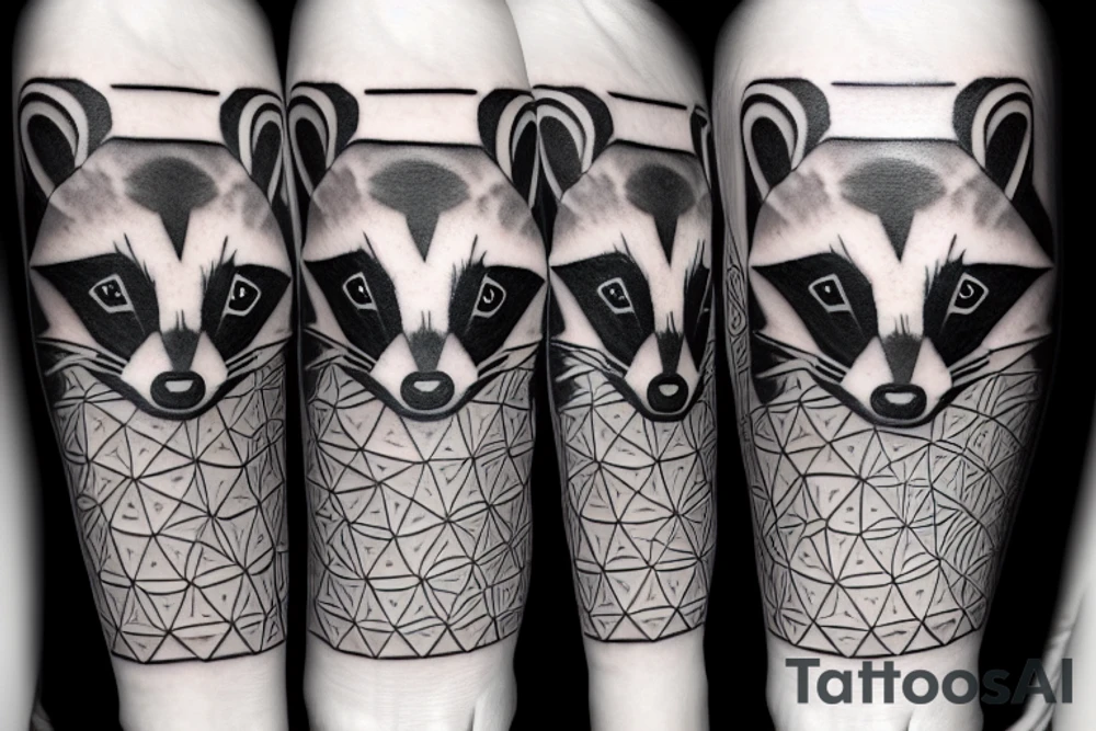 raccoon walking through a maze tattoo idea