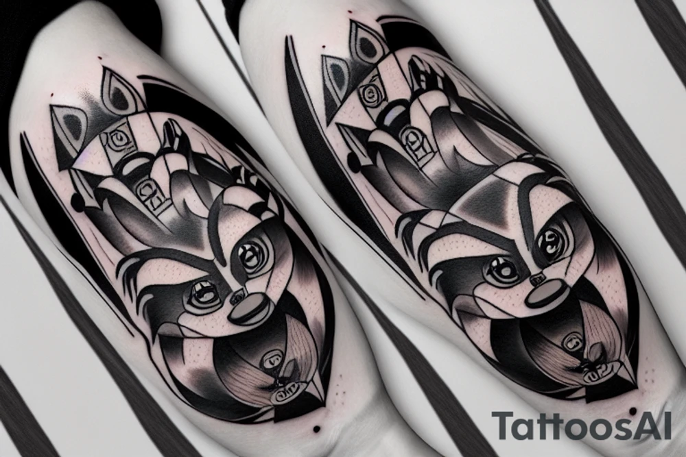 raccoon walking through a maze tattoo idea