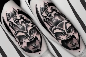 raccoon walking through a maze tattoo idea